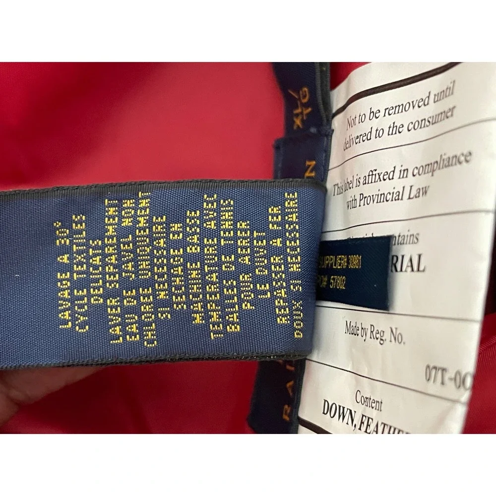 Polo Ralph Lauren Reversible Down Puffer Vest XL Navy Blue / Red Quilted Preppy